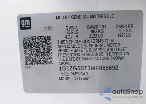 2021 Chevrolet Malibu Fwd Rs from USA, damaged, VIN 1G1ZG5ST1MF085692
